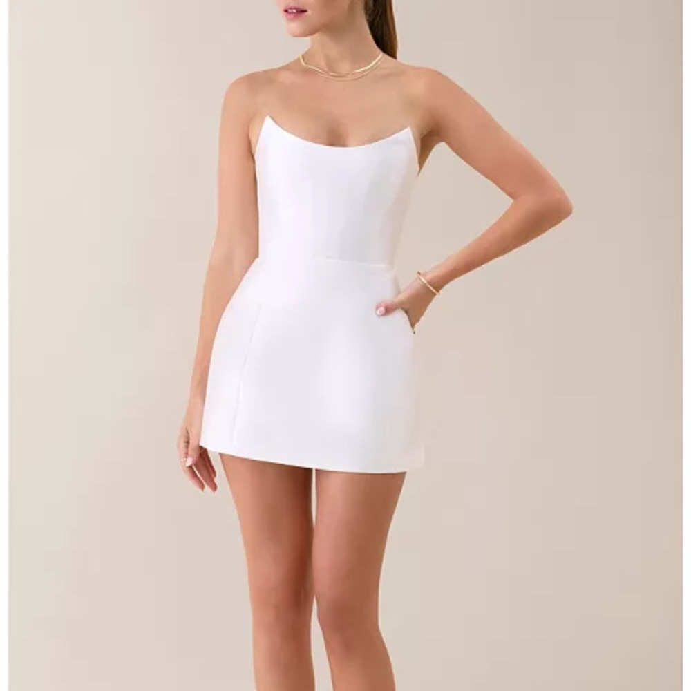 Strapless White Mini Dress - Elegant Clean Silhouette